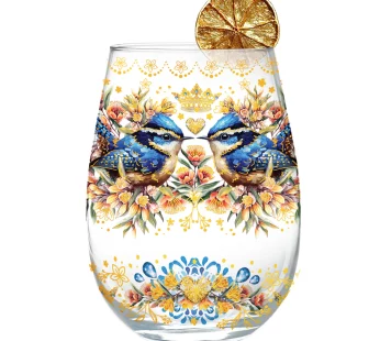 Stemless Glass – (Royal Wrens)