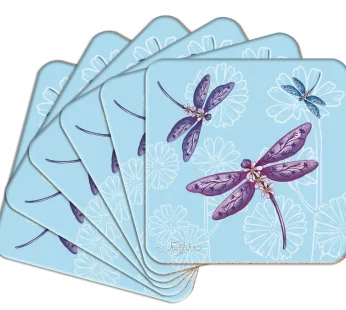 Set of 6 Coasters – (Lavender Dragonflies)