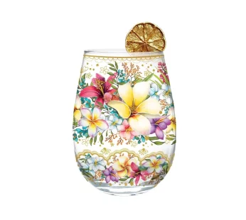 Stemless Glass – (Paradise Bloom)