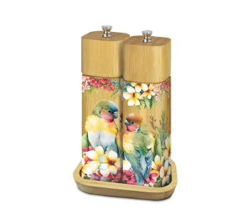 Bamboo Salt & Pepper Grinders – (Paradise Love Birds)