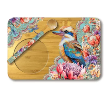 Bamboo Tea Time Tray with Spoon – (Vintage Kookas)