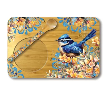 Bamboo Tea Time Tray with Spoon – (Royal Wrens)
