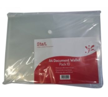Stat. – Document Wallet A4 PP With Button (Clear 10pcs)