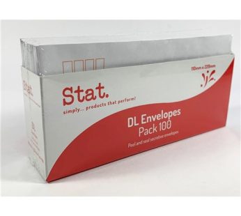 Stat. – Peel And Seal Envelope DL Secretive White (Pack Of 100)