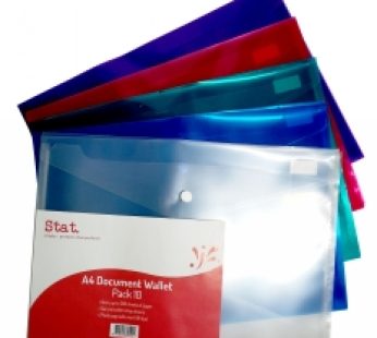 Stat. – Document Wallet A4 PP With Button (Assorted 10pcs)